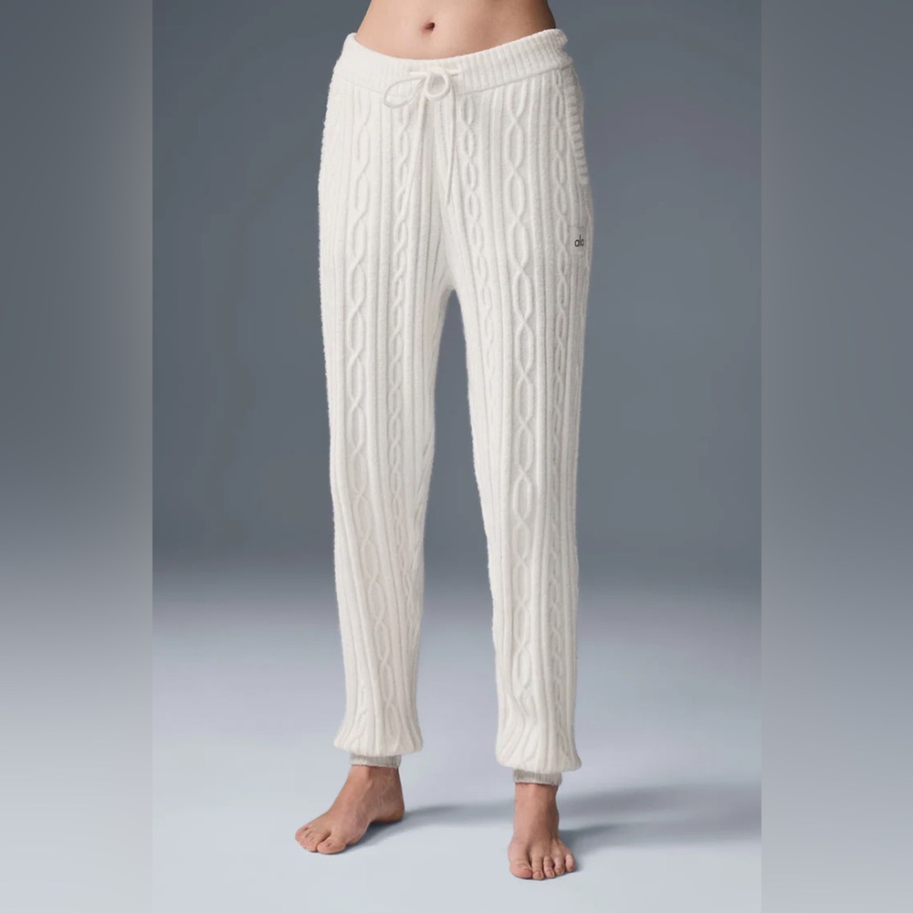 Alo Yoga Cable Knit Winter Bliss Pant Ivory Size Extra Small